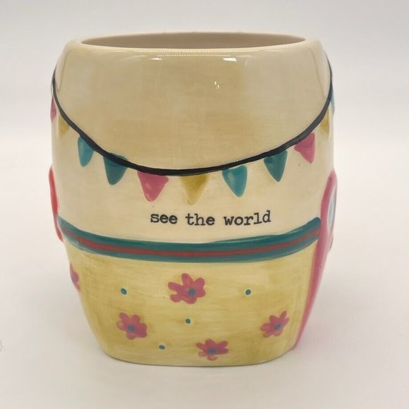 Camper Trailer - " see the world ", [3-D] Ceramic Coffee Cup Mug, VINTAGE‎ 4.5" - Picture 2 of 5